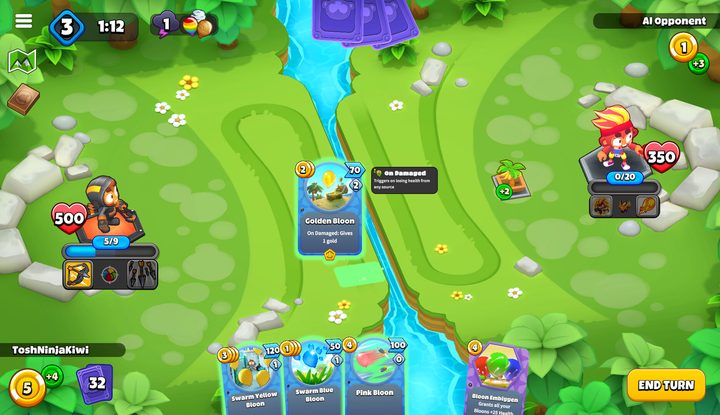Two monkeys duke it out in Bloons Card Storm.