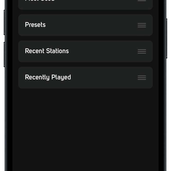 BluOS app on iOS: edit home screen.