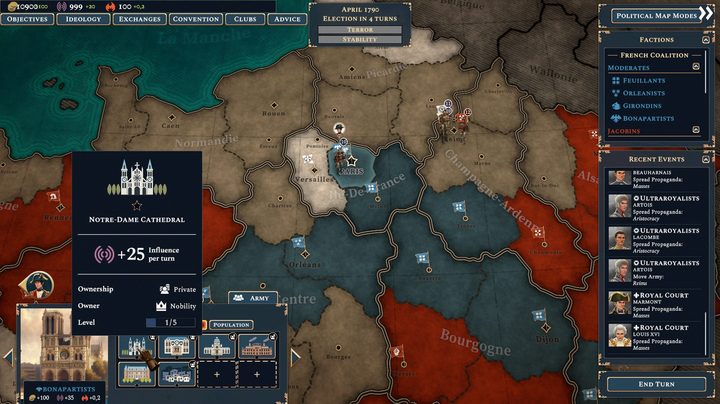 The campaign map in Bonaparte: A Mechanized Revolution.