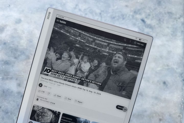 Watching YouTube on Onyx BOOX Go 10.3 tablet.