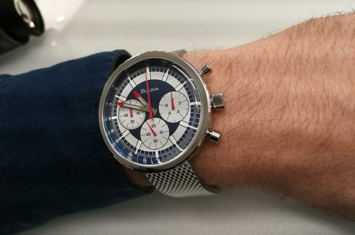 A person wearing the Bulova Chronograph C watch.