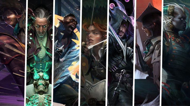 The seven The Veilguard companions lined up in a composite image.