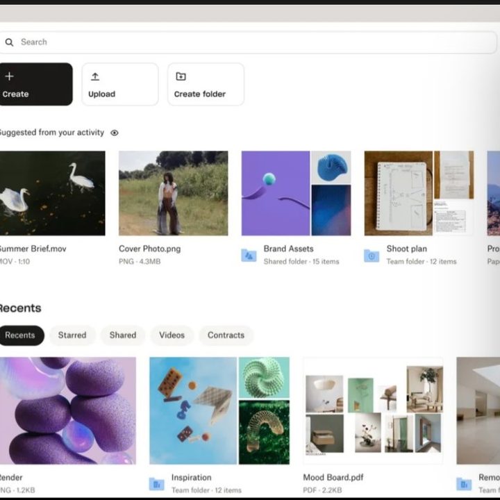 Dropbox interface.