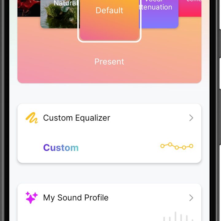 Earfun app for Android: EQ presets.