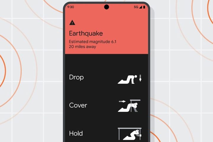 Earthquake alert on Android.