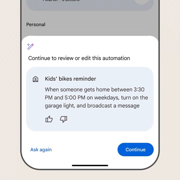 Using Gemini to create a Google Home automation.