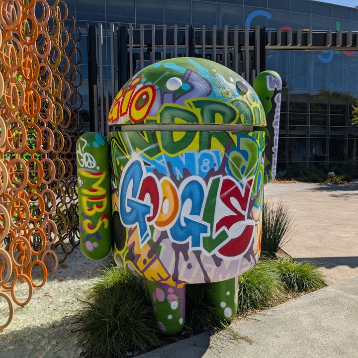 A photo of an Android statue at a Google campus, taken with the Google Pixel 9 Pro XL.