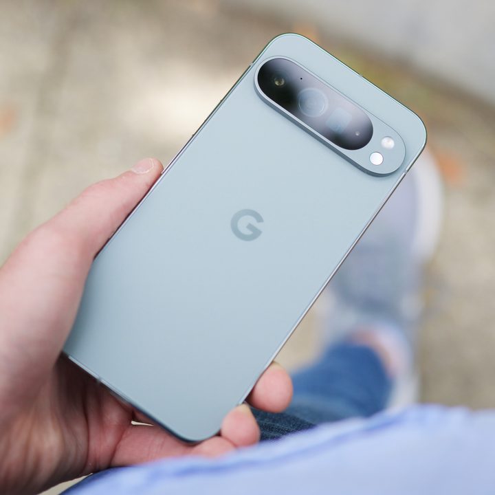 Someone holding the Google Pixel 9 Pro XL, showing the back of the phone.