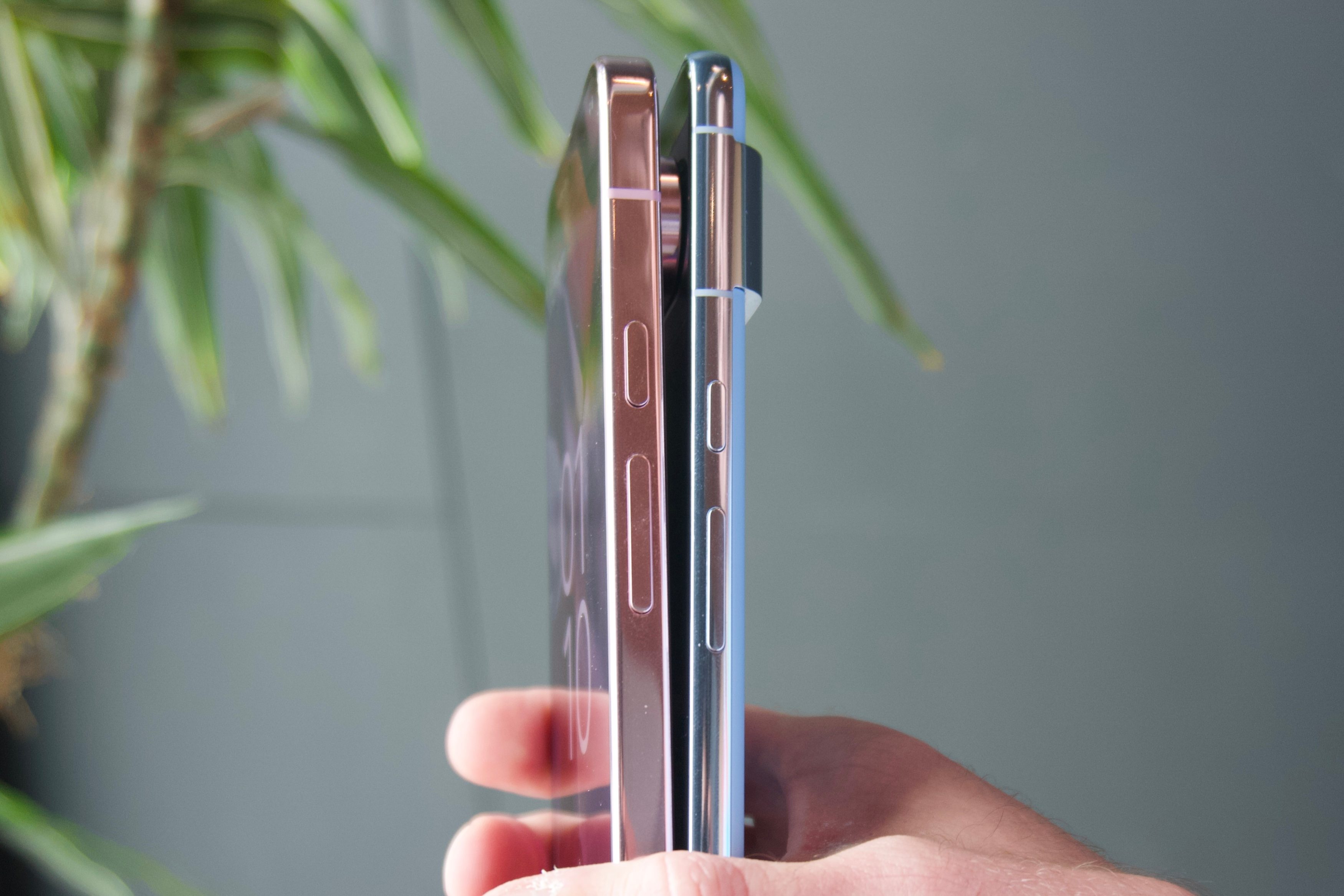 The Google Pixel 9 Pro XL next to the Google Pixel 8 Pro.