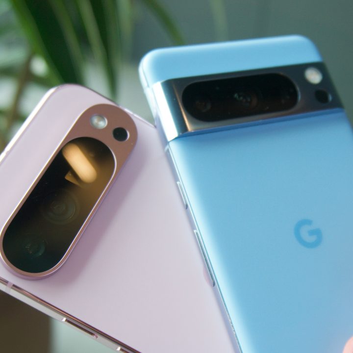 The Google Pixel 9 Pro XL next to the Google Pixel 8 Pro.