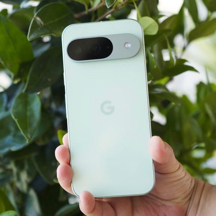 Someone holding the Google Pixel 9.
