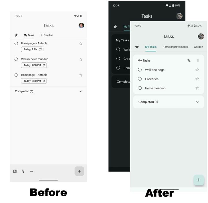 Google Tasks app changes.
