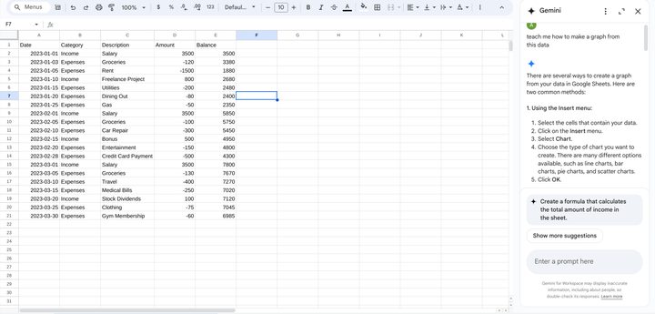Home finance test for Sheets