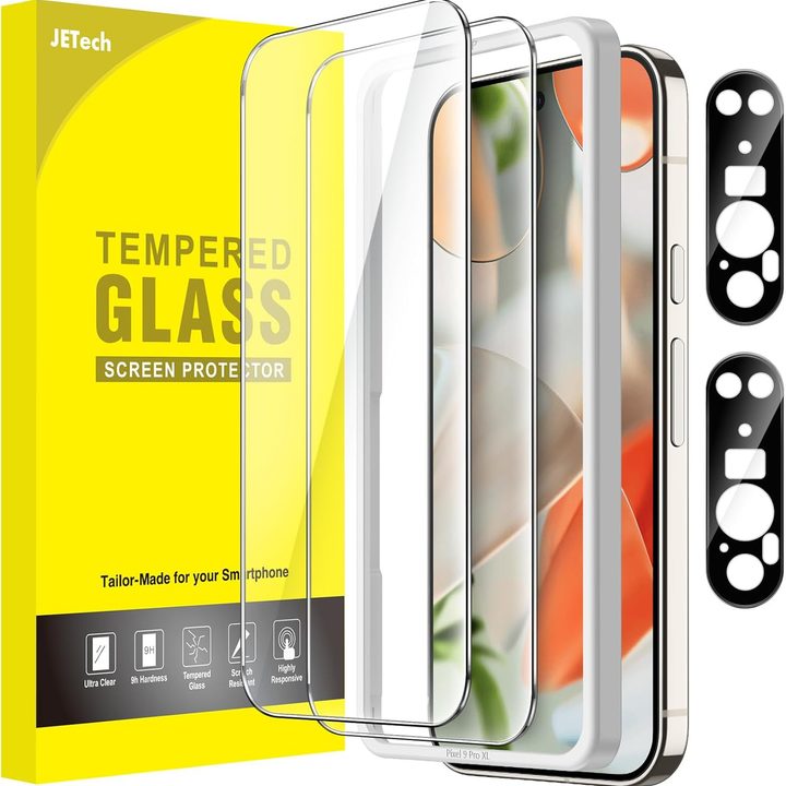 A product render of the JETech tempered glass screen protector