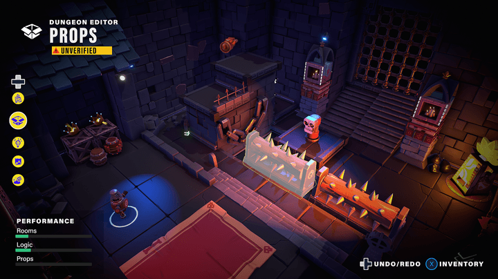 A player places objects in King of Meat's Create mode.