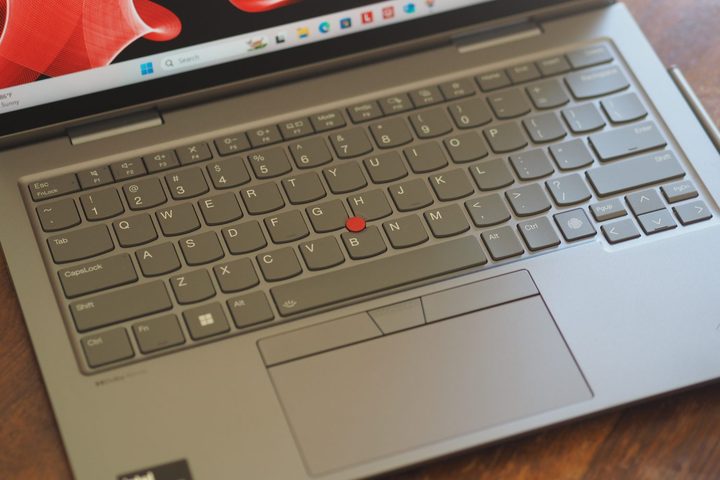 Lenovo ThinkPad X1 2-in-1 top down view showing keyboard.