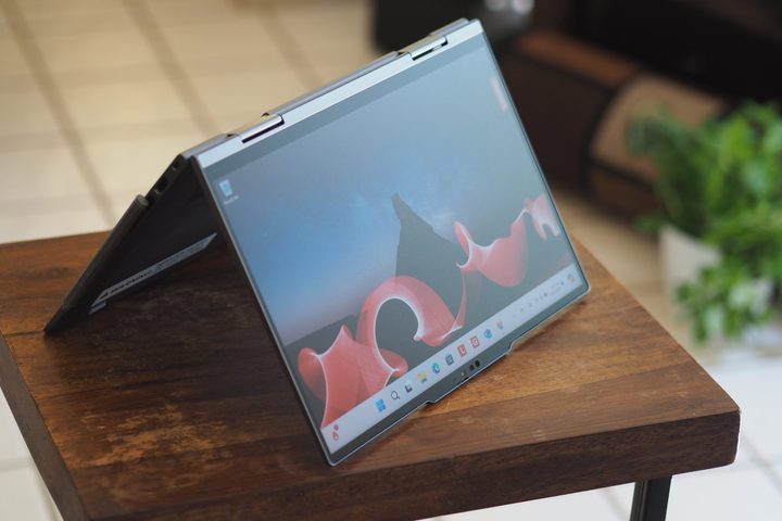 Lenovo ThinkPad X1 2-in-1 front view showing tent mode.