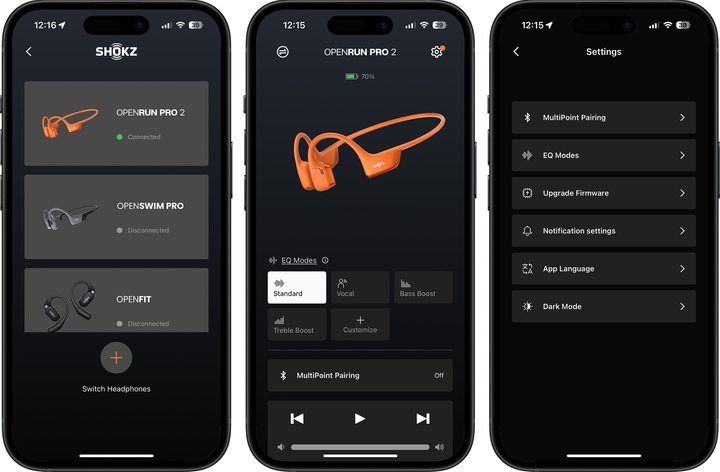 The Shokz app on an iPhone.