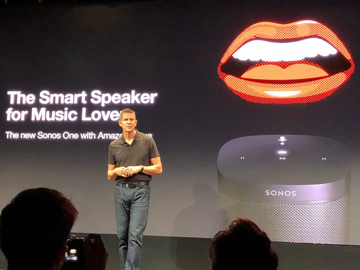 Sonos CEO Patrick Spence at the Sonos One launch in 2017.