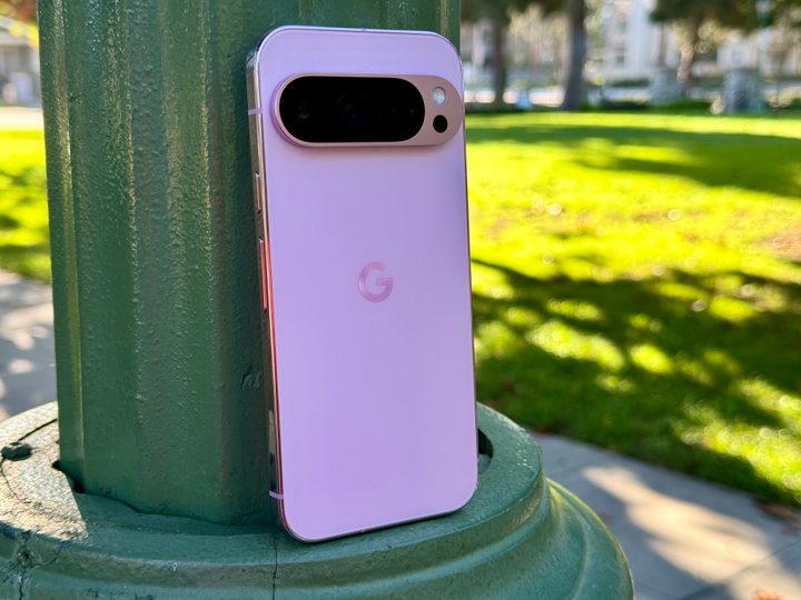 Pixel 9 Pro in Rose Quartz.