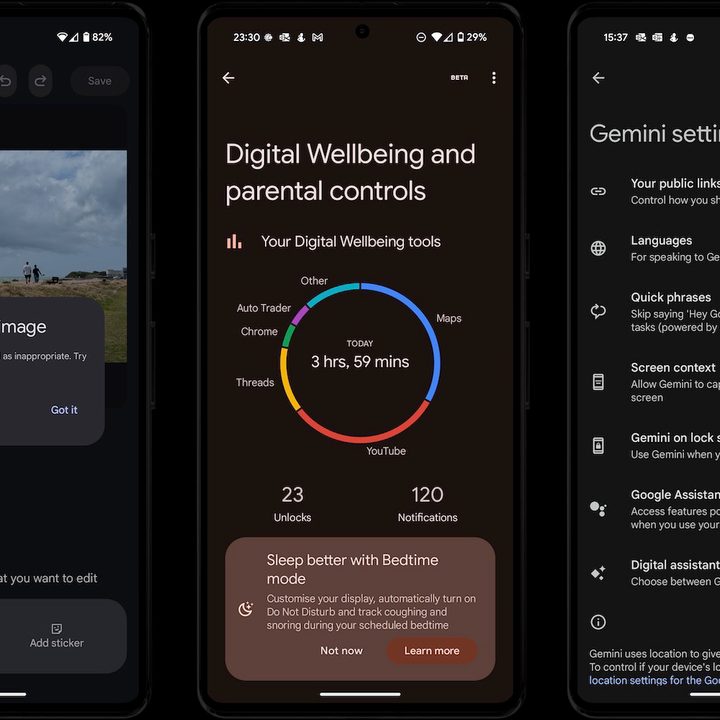 Screenshots taken from the Google Pixel 9.