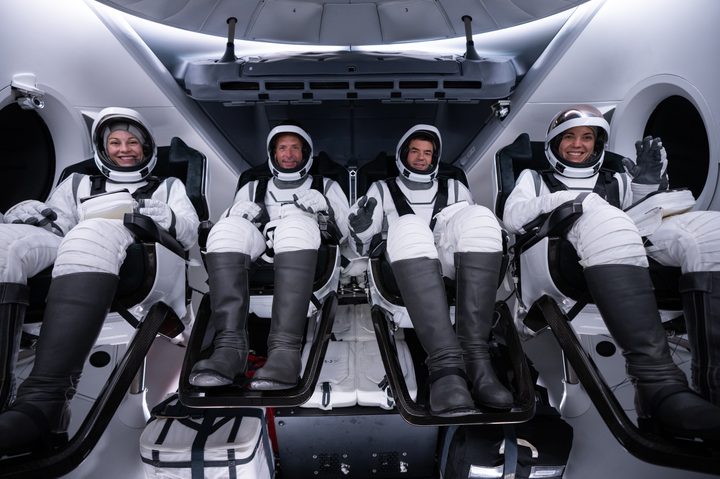 The Polaris Dawn crew during a full dress rehearsal.