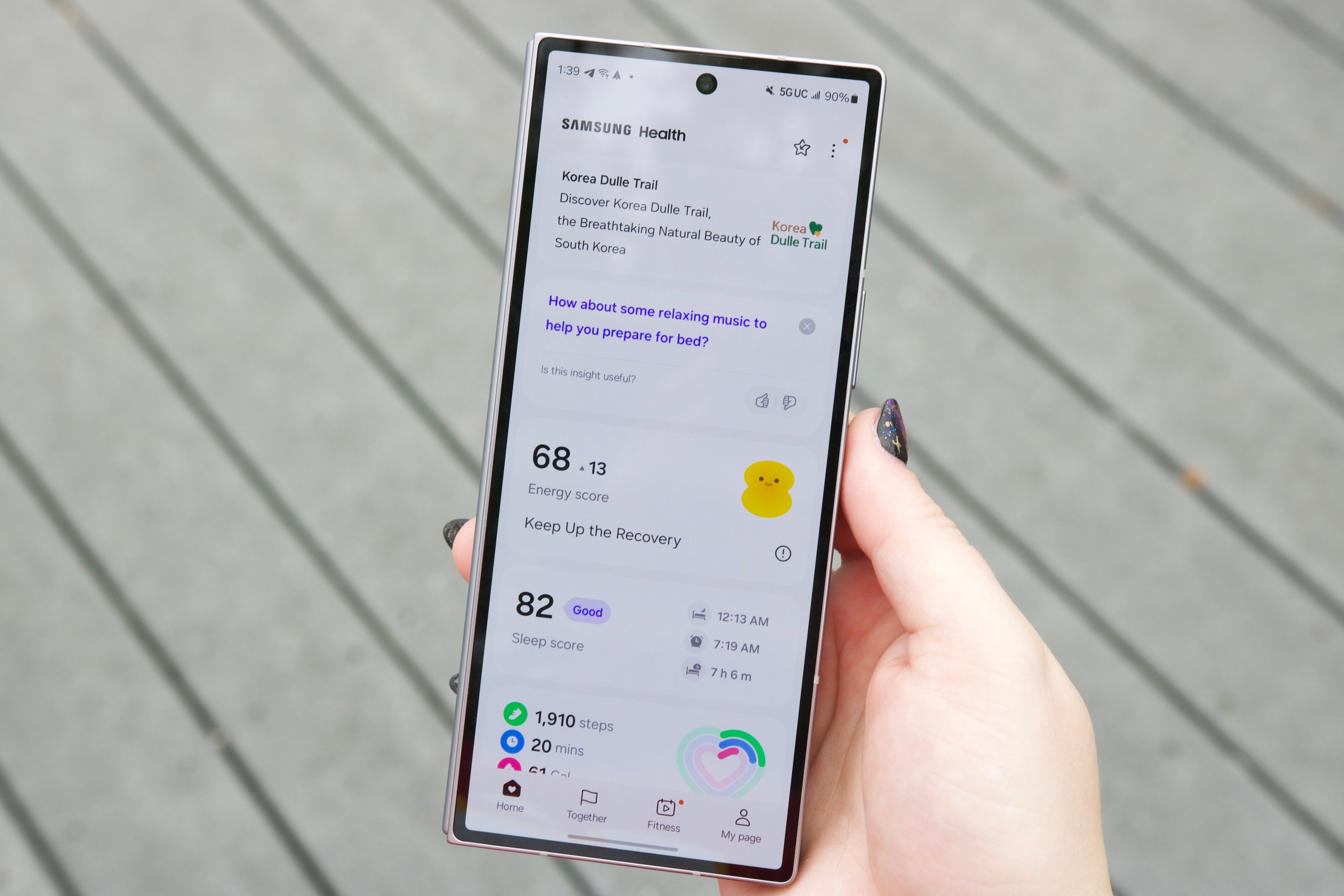 Samsung Health app for the Galaxy Ring.