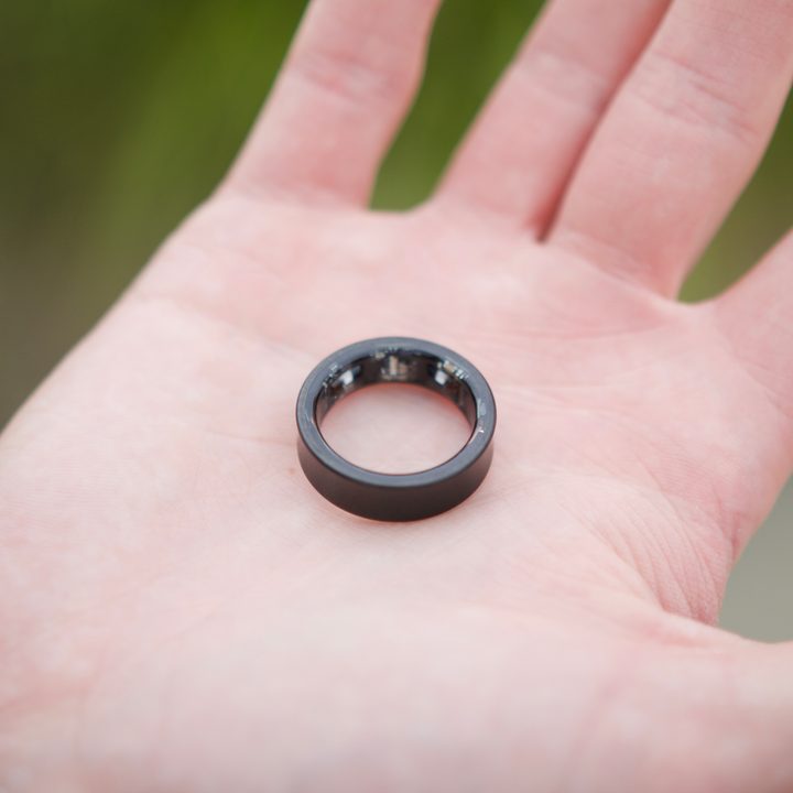 The Samsung Galaxy Ring lying on someone's palm.