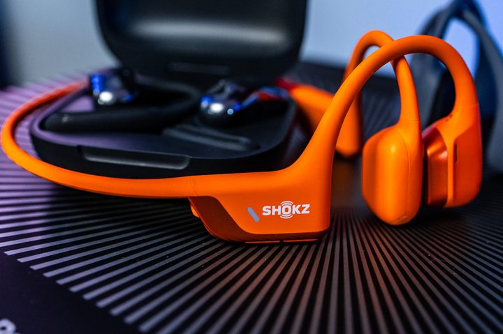 The Shokz OpenRun Pro 2 in front of the OpenFit Air.