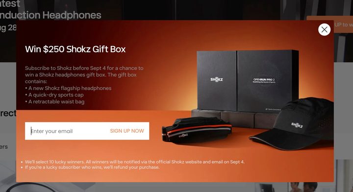 A screenshot from the Shokz website showing a box for the OpenRun Pro 2 headphones.