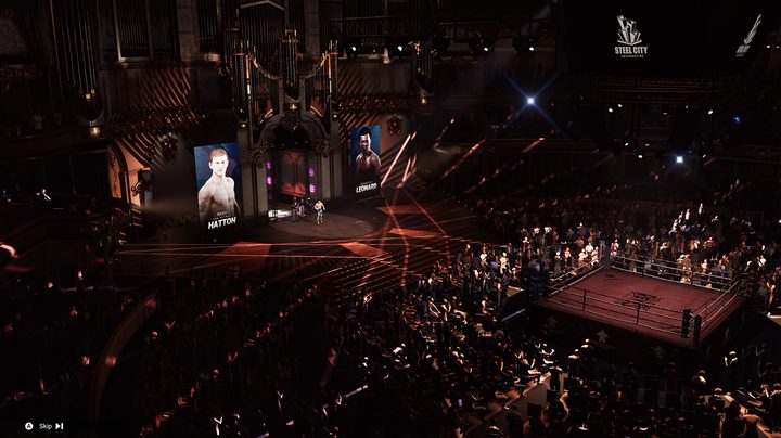 The camera is zoomed far out as Ricky Hatton makes his way to the ring in Undisputed.