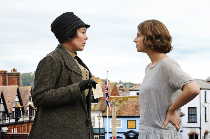 Two women confront each other in Wicked Little Letters.
