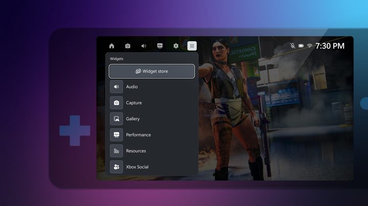 Widget options on the new Xbox Game Bar Compact Mode.