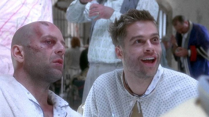 Bruce Willis and Brad Pitt in 12 Monkeys.
