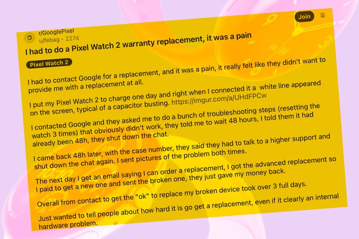Google Pixel Watch 3 complaint sample 5.