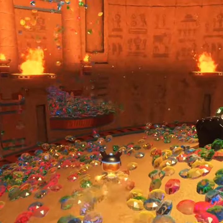 Astro bot in a treasure room.
