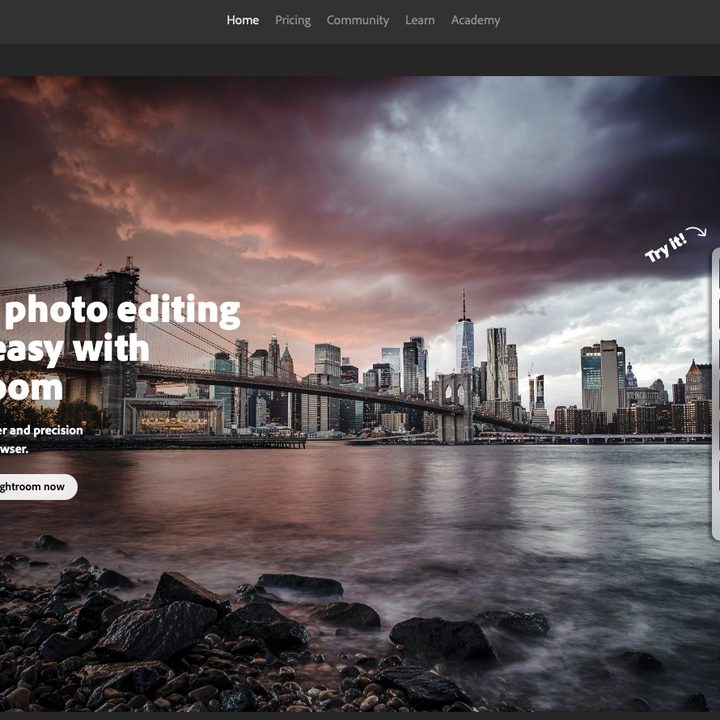 Adobe Lightroom splash page