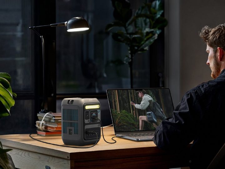 The Anker Solix C300 portable power station on a desk.