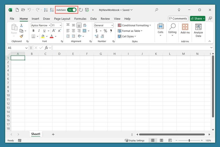 AutoSave toggle on in Excel.