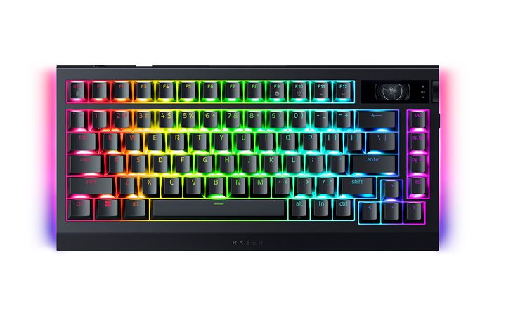 The Razer BlackWidow V4 Pro 75% wireless gaming keyboard on a white background.