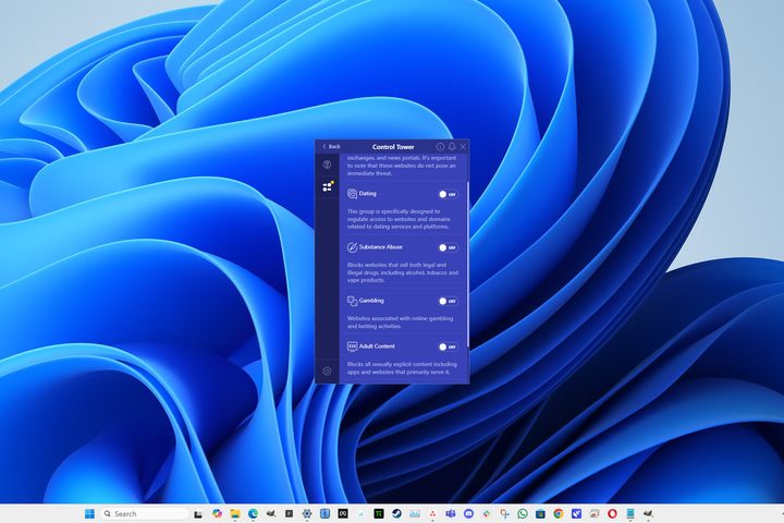 PrivadoVPN's Control Tower helps parents block dangerous and adult website content.