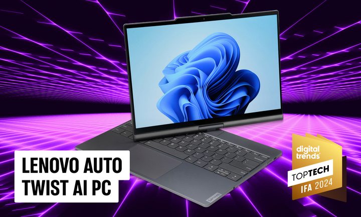 An awards graphic showing the Lenovo Auto Twist AI PC.