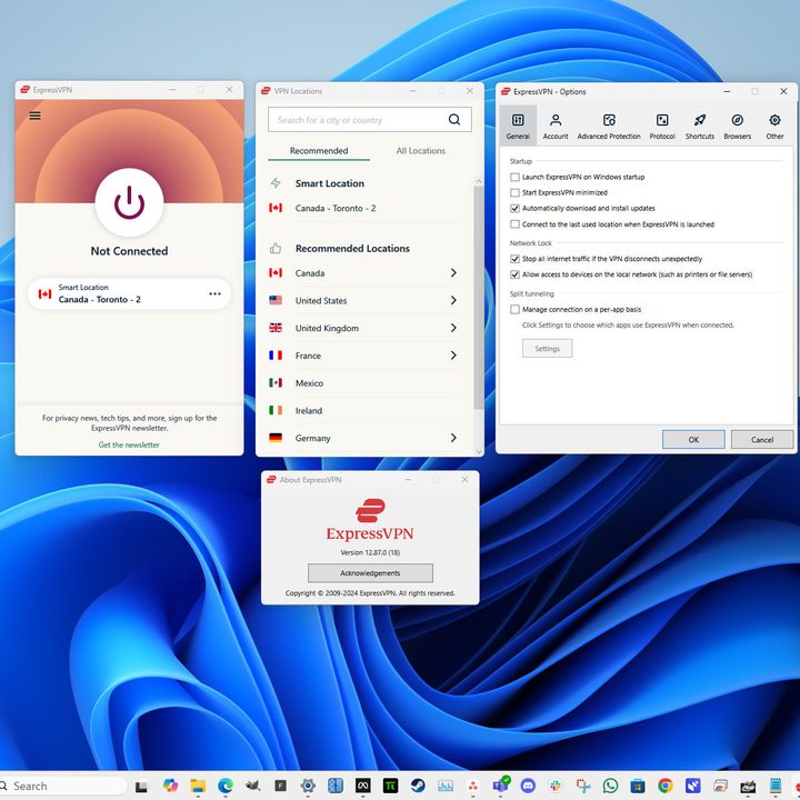 ExpressVPN's Windows app is easy to use but the windows are quite small.