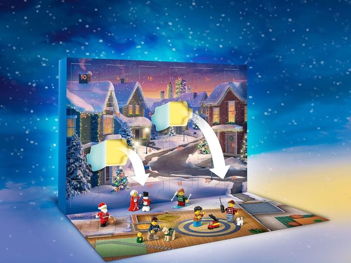 The Lego City Advent Calendar 2024 with its foldout playmat.