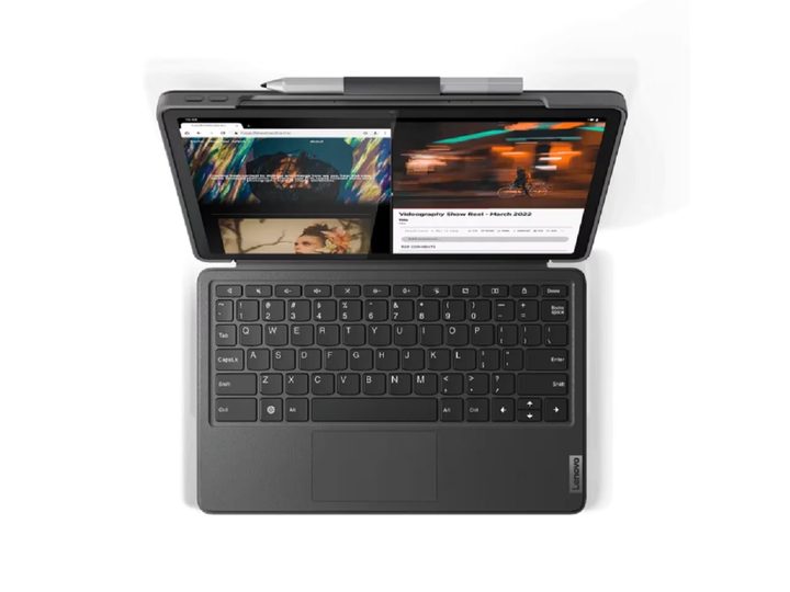 The Lenovo Tab P11 Gen 2 with its keyboard attached.