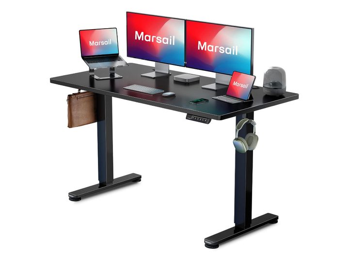 The Marsail electric standing desk against a white background.