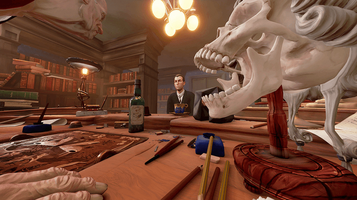 A man stands near a table in Metamorphosis VR.