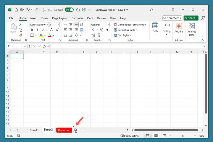 Move a sheet tab in Excel.