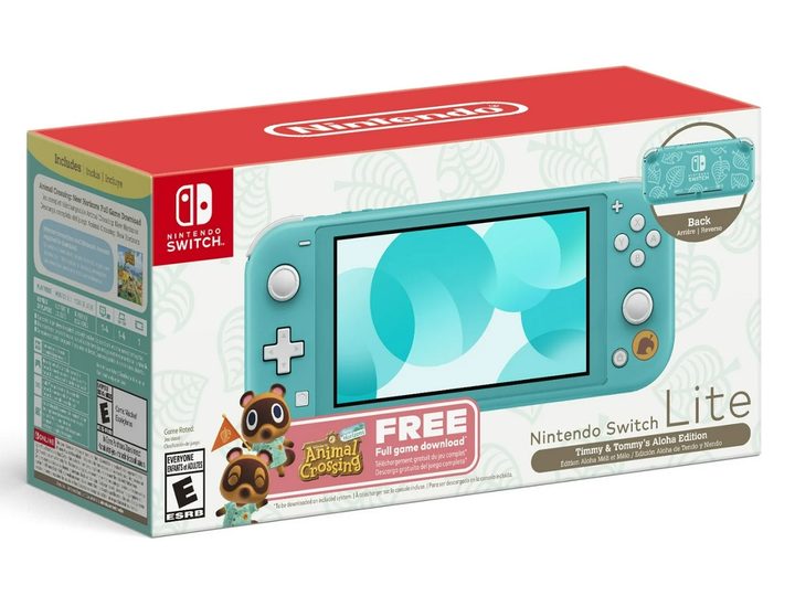 The box of the Nintendo Switch Lite Animal Crossing New Horizons bundle.