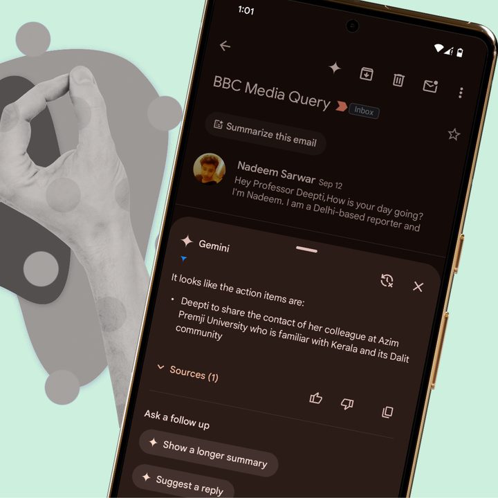 Gemini on Pixel 9 summarizing an email